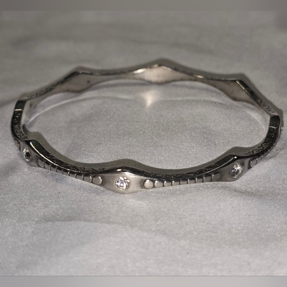 Brighton Silver Tone Bangle Bracelet with Crystals Statement‎ Fashion